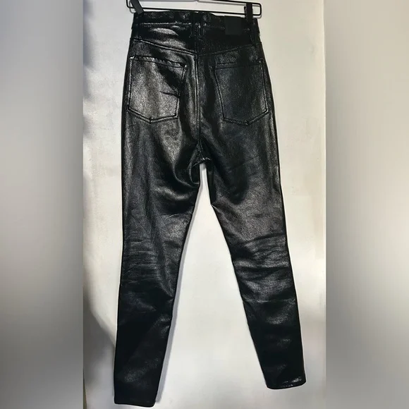 We the Free Phoenix Coated Skinny Jeans in Liquid Black SZ 25 - Picture 6 of 11